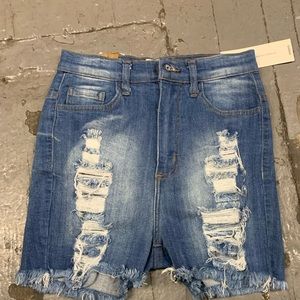 Medium Wash Distressed denim jean shorts